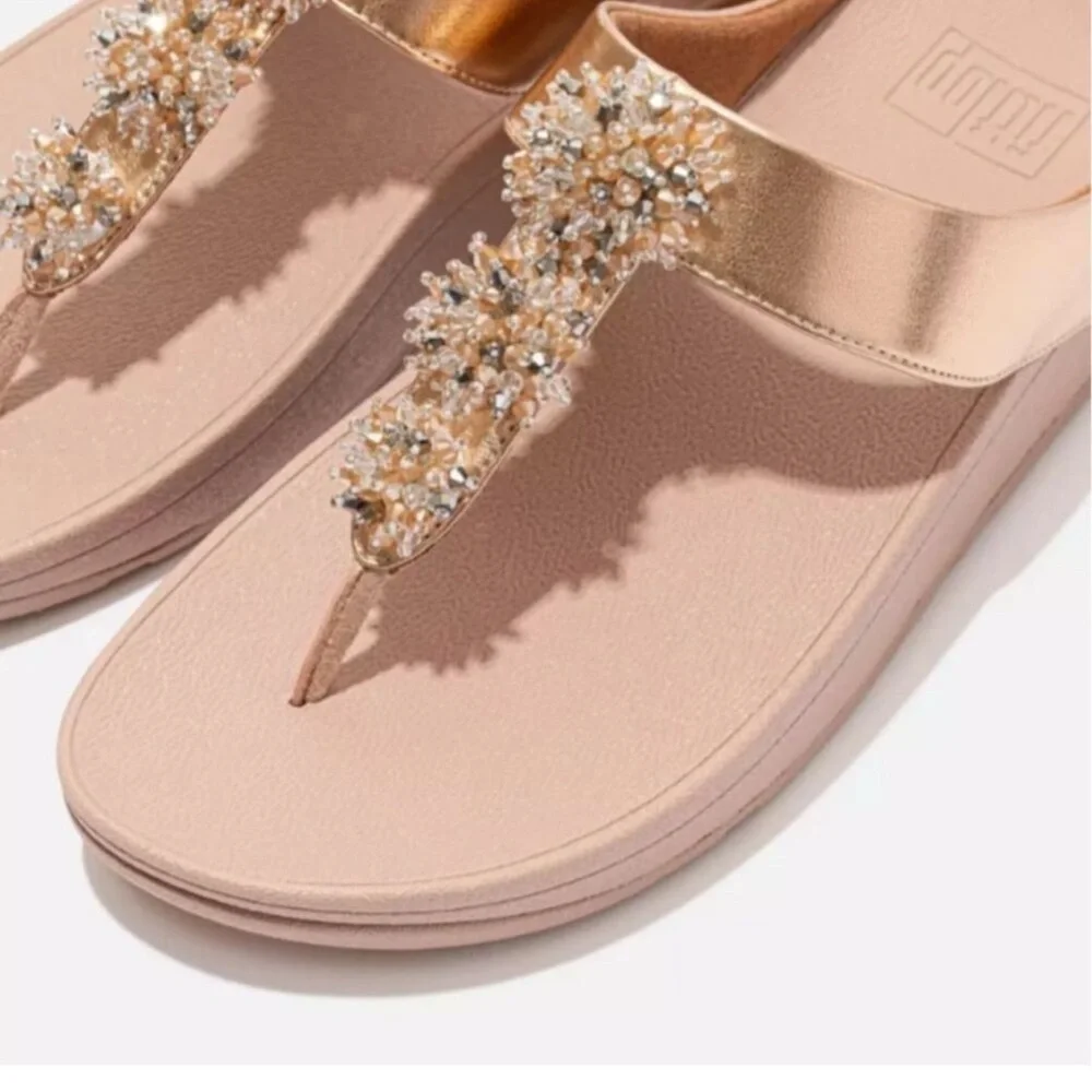 Fitflop Galaxy Toe Thong Rose Gold Sandals Size 10 - Picture 2 of 12